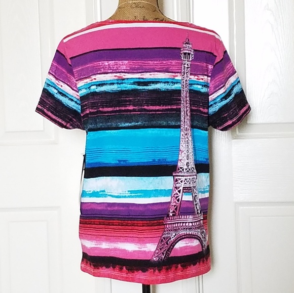 Onque Casual PARIS graphic tee Eiffel Tower multicolored Lrg. - Picture 7 of 7